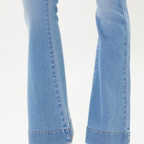 NEW KANCAN DENIM FLARE BOHEMIAN HIGH RISE JEANS size 15/31 slenderizing boho - Picture 6 of 6